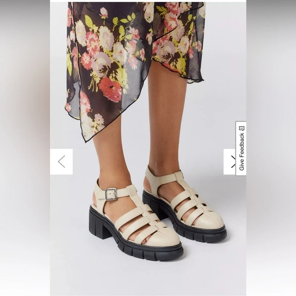 BC Footwear Anthropologie Up Till Dawn Fisherman Sandal Cream Lug Sole 10 NEW
